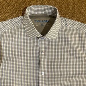 Twillory - Tailored Fit Performance Shirt - Blue & White Check - 15.5 34/35